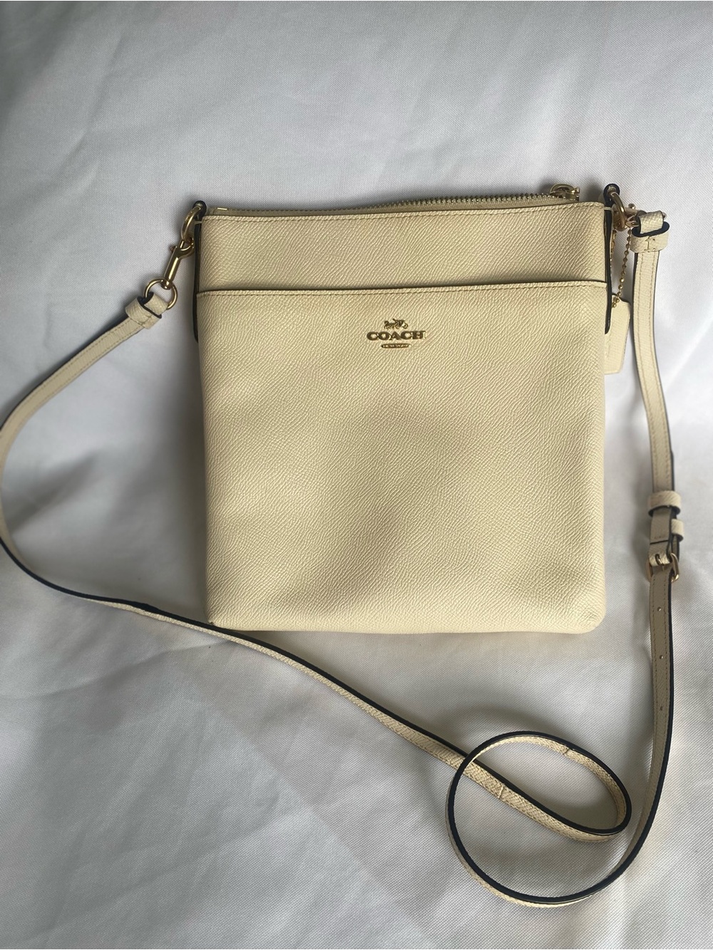 Coach Cream Crossbody with Gold Logo